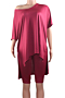plus size v-neck solid color summer split irregular stretch loose two-piece set_Rose Red