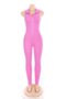 new stylish summer solid color zip-up pleated tight stretch jumpsuit_Sky Blue_Pink