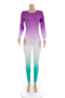 plus size 6 colors gradual color printing back zip-up stretch tight jumpsuit_Purple
