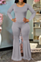 new stylish solid color plus size 4 colors simple stretch casual flare jumpsuit_Black_Sky Blue_Orange_Gray