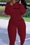 plus size 6 colors autumn “lucky label” letter embroidered simple high elastic zip-up jumpsuit (new add colors)_Black_White_Rose Red