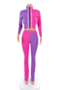autumn winter new plus size stretch high-neck zip-up sports stylish two-piece set (new added colors)_Pink_Orange_Purple