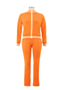 autumn winter new oversize ribbons spliced stretch zip-up pockets sports casual two-piece set (new added colors)_Orange