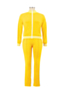 autumn winter new oversize ribbons spliced stretch zip-up pockets sports casual two-piece set (new added colors)_Orange_Yellow
