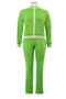 autumn winter new oversize ribbons spliced stretch zip-up pockets sports casual two-piece set (new added colors)_Orange_Yellow_Blue_Light Green