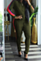 autumn new oversize ribbons spliced stretch zip-up sports casual two-piece set_White_Black_Magenta_Rose Red_Dark Green