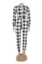 autumn new 4 colors lattice print micro-elastic stylish jumpsuit_Red_Blue_Black