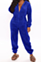 autumn winter new plus size plush stretch hooded zip-up stylish home jumpsuit_Black_White_Gray_Red_Blue