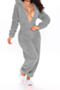 autumn winter new plus size plush stretch hooded zip-up stylish home jumpsuit_Black_White_Gray