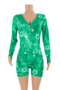 autumn new 4 colors plus size digital print stretch v-neck snap stylish home playsuit_Sky Blue_Green