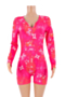 autumn new 4 colors plus size digital print stretch v-neck snap stylish home playsuit_Sky Blue_Green_Magenta