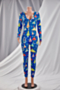 christmas style print plus size stretch v-neck snap stylish home jumpsuit_White_Blue