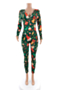 christmas style print plus size stretch v-neck snap stylish home jumpsuit_White_Blue_Dark Blue_Green