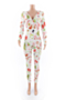 christmas style print plus size stretch v-neck snap stylish home jumpsuit_White