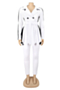 plus size autumn winter new 8 colors suit collar stylish stretch two-piece set with belt_White