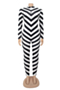 autumn winter new plus size stripes print stretch back zip-up stylish slim jumpsuit_Red_Green_White