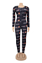 christmas style pattern print plus size stretch stylish jumpsuit_Orange_Beige_Pink_Blue_Green_Black