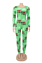 christmas style pattern print plus size stretch stylish jumpsuit_Orange_Beige_Pink_Blue_Green