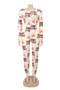 christmas style pattern print plus size stretch stylish jumpsuit_Orange_Beige
