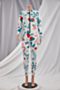 christmas style printing two colors stretch zip-up stylish slim jumpsuit_White