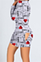 plus size two colors flowers letters print stretch v-neck hollow sexy home playsuit_Red_White