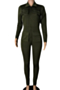solid color autumn plus size pockets zip-up turndown collar stretch simple jumpsuit_Red_Yellow_Dark Green