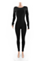 open back plus size solid color sexy autumn stretch tight jumpsuit_Black