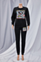 autumn winter plus size letter printing pockets thick simple casual two-piece set (new add colors)_Black
