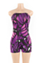 plus size summer strapless new stylish batch printing 7 colors sexy tight playsuit_Purple