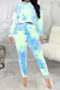 stretch oversized new stylish hoodie batch printing sport casual two-piece set_Black_Blue