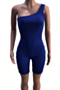 plus size solid color stretch one-shoulder stylish sports tight playsuit_White_Red_Gray_Black_Blue