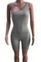 plus size solid color stretch one-shoulder stylish sports tight playsuit_White_Red_Gray