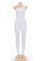 plus size ten colors stretch one-shoulder sports sexy thin tight jumpsuit_White