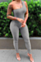 plus size ten colors stretch one-shoulder sports sexy thin tight jumpsuit_White_Red_Gray