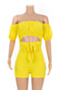 plus size solid color stretch tube top hollow back zip-up pleated sexy stylish playsuit_Yellow