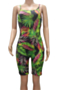 summer new leaves batch printing stretch sling stylish slim playsuit_Magenta_Blue_Green