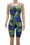 summer new leaves batch printing stretch sling stylish slim playsuit_Magenta_Blue
