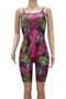 summer new leaves batch printing stretch sling stylish slim playsuit_Magenta