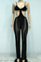 plus size two colors see through lace spliced stretch sling hollow sexy jumpsuit_White_Black