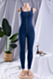summer new plus size stretch adjustable straps zip-up stylish tight jumpsuit_Yellow_Green_Purple_Dark Blue