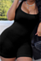 summer plus size stretch low-cut zip-up back stylish skinny playsuit_Yellow_Black