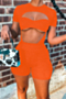 summer new plus size stretch hollow stylish skinny playsuit_White_Yellow_Orange