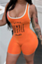 summer new plus size letter printing strertch low-cut sexy hot skinny playsuit_White_Black_Orange