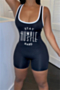 summer new plus size letter printing strertch low-cut sexy hot skinny playsuit_White_Black