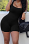 summer new plus size solid color stretch low-cut sexy hot skinny playsuit_White_Yellow_Red_Gray_Black