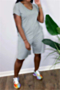 plus size solid v-neck with pocket jumpsuit_Gray