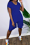 plus size solid v-neck with pocket jumpsuit_Gray_Black_Blue