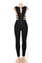 solid color new fashion summer hollow out deep v-neck back zip-up sexy tight jumpsuit_White_Black