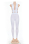 solid color new fashion summer hollow out deep v-neck back zip-up sexy tight jumpsuit_White