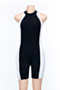 plus size contrast colors stitching summer hollow out button tight playsuit_Black